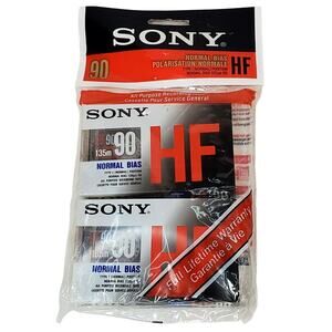 SONY HF 90 Minute Type I Normal Bias Pack Of 2 Brand New Blank Cassette Tapes